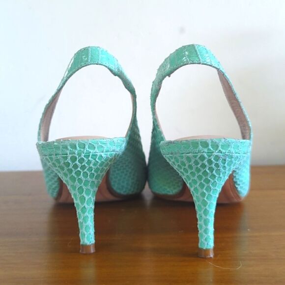 DKNY Coastal Beach Mermaid Tropical Chic Leather Snakeskin Textured Slingbacks 6 - Picture 5 of 10